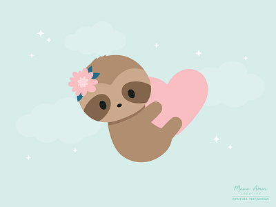 sloth baby animals character design child cute design kawaii love simple sloth sweet vector