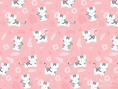 snow tiger pattern animals artwork cats character design childrens cute design illustration pattern pattern design snow tiger surface pattern tiger vector