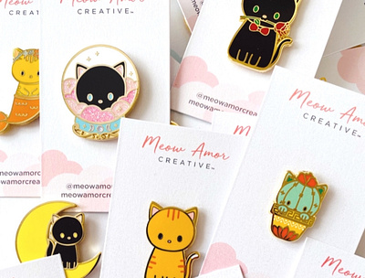 Branding branding cat lover clean cute lapel pin minimal packaging