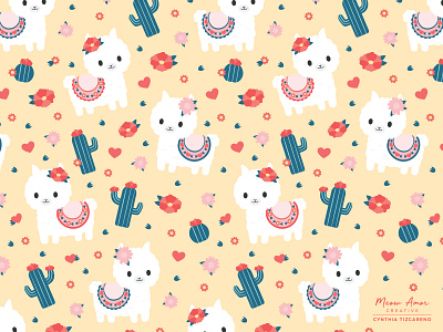 Happy Llama Pattern illustration kidpatterns llama pattern a day pattern art patterndesign patternillustration patternlife patternplay surfacepattern textile print