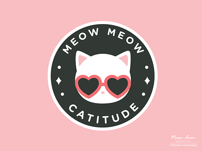 meow meow catitude badge badge logo cat cats character cool cat meow patch vector vector illustration vectorart