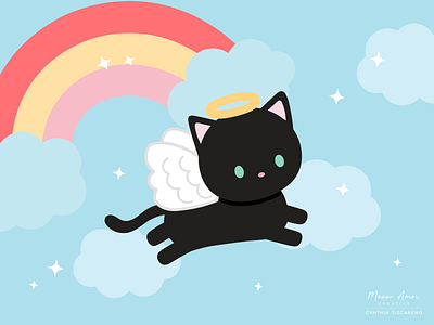 Rainbow Angel cat angel black cat cats cute illustration kawaii rainbow simple vector