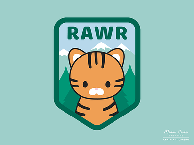 RAWR Badge Design badge cute iron on patch patch rawr tiger vector