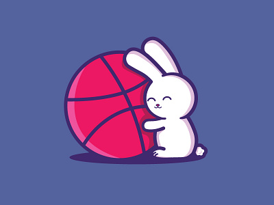 Hello Dribbble animal bunny character cute design first flat happy illustration thanks vector
