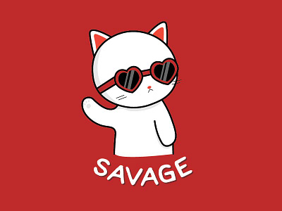 Savage Cat cat character design cute design flat icon illustration savage type vector vector art