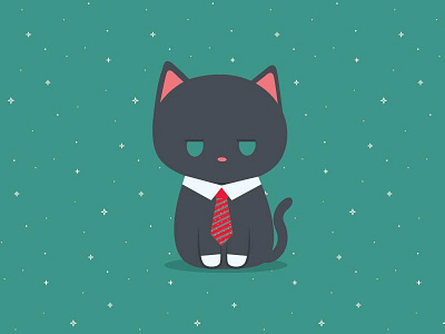 Angry Cat with Tie animals cat character design christmas cute design digital kitty mondays simple tie vector