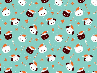 Animal Christmas Pattern cat christmas cute design pattern santa seamless pattern textile vector