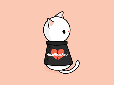 Kitty Heartbreaker cat character cute design heart lettering love simple sweet valentines vector