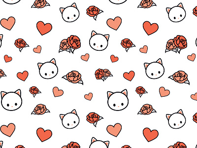 Valentines Pattern cat cute design love pattern seamlesspattern simple textile valentines vector