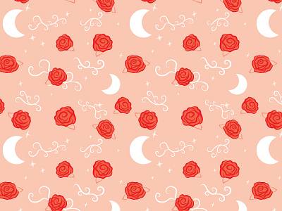 Moon Roses Pattern cute design doodle moon pattern roses seamless pattern simple