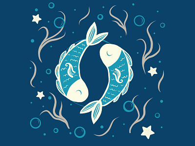 Pisces blue design fish illustration pisces sea vector water