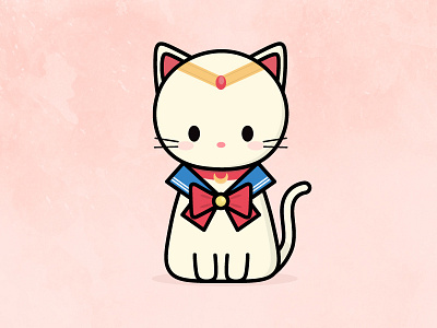 Sailor mew cat character design cute illustration sailor moon vector