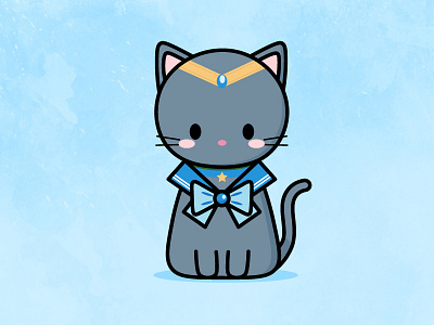 Sailor Mewcury cat character design cute illustration sailor mercury vector