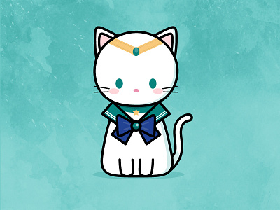 Sailor Neptune cat cute illustration sailor moon sailor neptune vector
