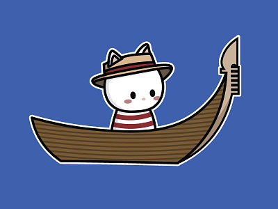 Kitty On Gondola boat cute gondola illustration italy kitty playoff sticker stickermule