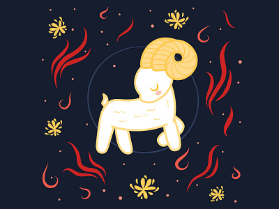 Aries 2 aries astrology cute design fire illustration ram vector zodiac