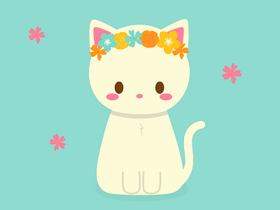 Kitty Flower Crown cat cute easter flowers illustration spring