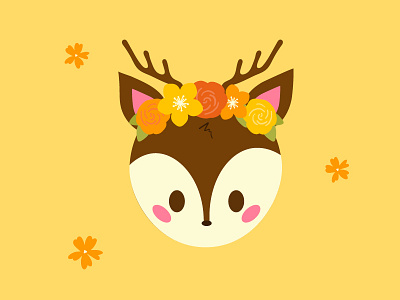 Deer animals cute deer easter flowers illustration spring vector