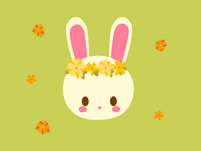 Bunny bunny cute design easter flower crown flowers illustration
