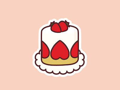 Frasier Cake cake dessert france illustration pastry sticker stickermule strawberry