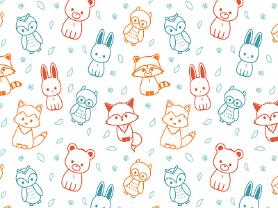 Forest Animal Pattern animals cute design illustration pattern seamless patter textile wild