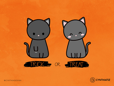 Trick or Treat cat creataday cute doodle halloween illustration october simple vector