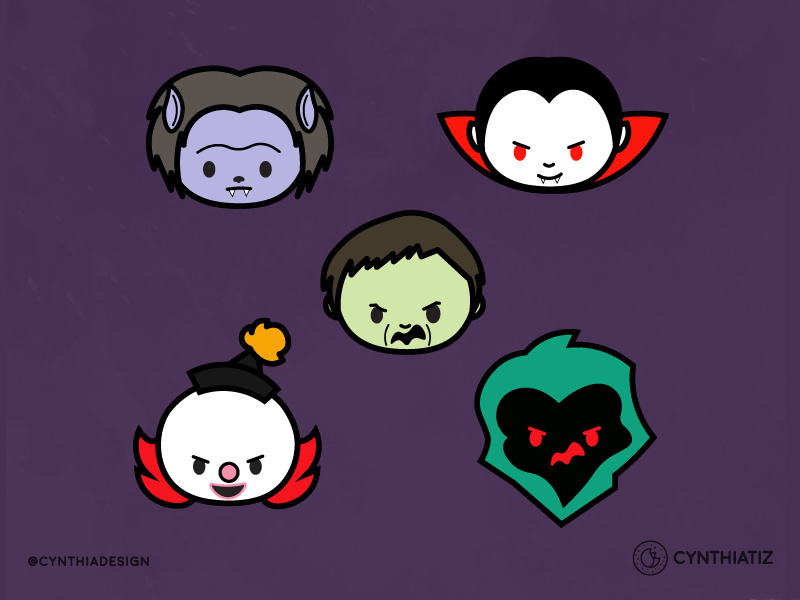 Monsters! werewolf creeper clown vampire scoobydoo cute daily challenge october halloween monsters