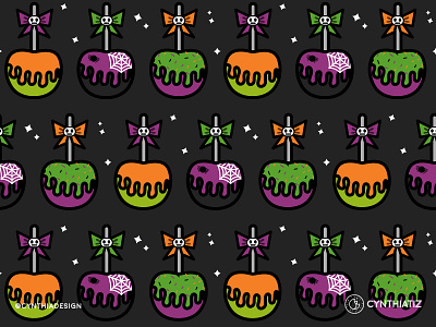 Candy Apples candy candy apple design halloween illustration october pattern spooky surface pattern textile