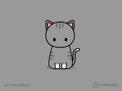 Cute Gray Cat Icon Design Graphic by denalliecreativestudio