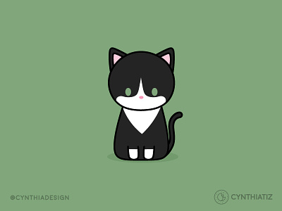Tuxedo Cat cute design flat illustration simple tuxedo cat vector