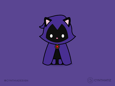Raven Cat black cat cat cute hero illustration raven simple teen titans
