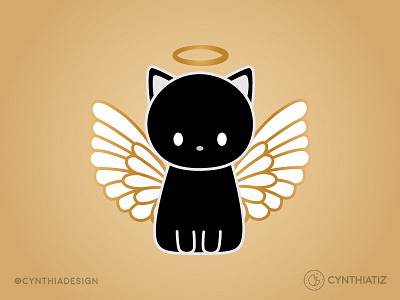 Angel Kitty angel black cat christmas cute design gold holiday illustration sweet