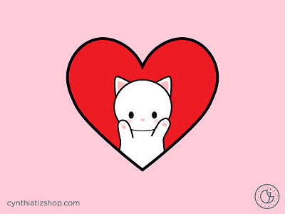 3x Dribbble Invites cat cute dribbble heart illustration invitation kawaii