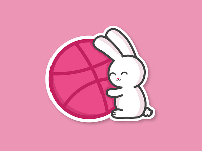 Bunny Dribbble bunny cute dribbble happy illustration sticker stickermule