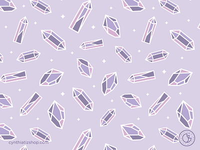 Amethyst Pattern amethyst crystals gem illustration pattern purple