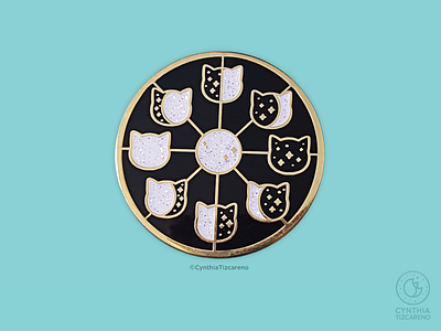 Cat Moon Phase Enamel Pin