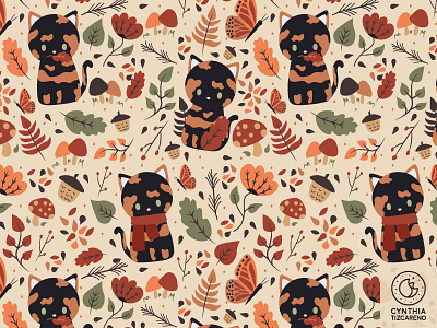 Tortie cat in the fall Pattern