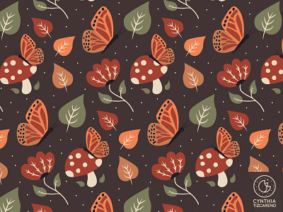 Fall Pattern autumn butterfly fall floral pattern surface pattern