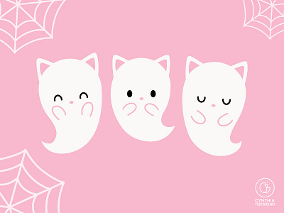 Ghost Kitties cats cute ghost halloween illustration october