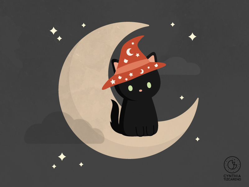 witch cat statue