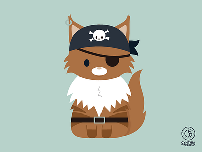 Pirate Cat animals cat character design cute design flat halloween illustration mainecoon october pirate vector