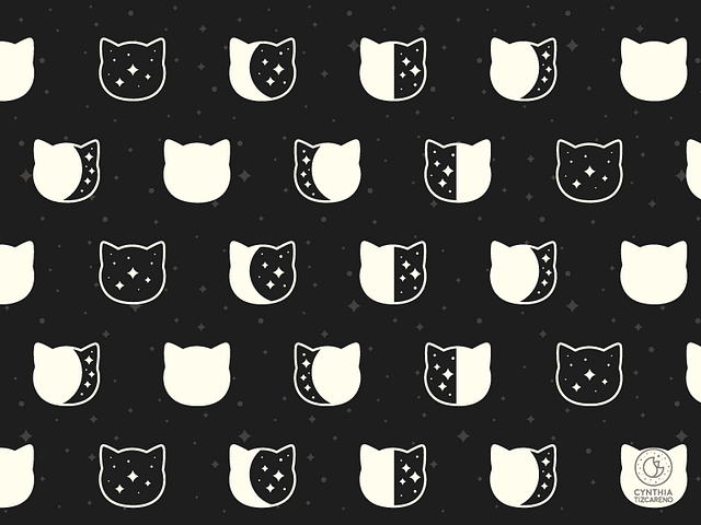 Cat Moonphase Pattern by Cynthia Tizcareno on Dribbble
