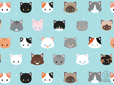 Cat Pattern cats character design cute design illustration pattern seamless pattern design surface pattern textile pattern vector