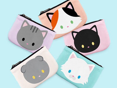 Cat Coin Purses accessories black cat cat illustration catart coin purse cute product design vector