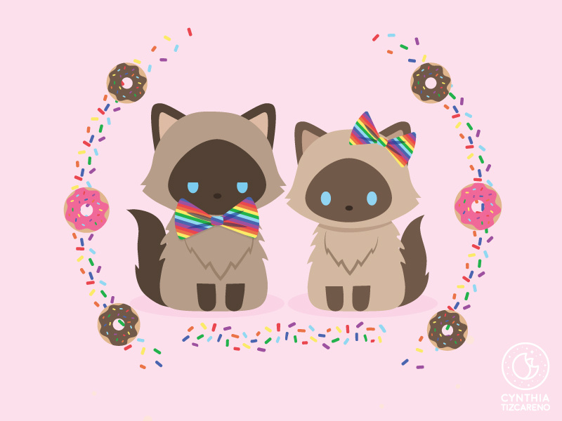 Cheech + Chong Portrait vector illustration rainbows sprinkles donuts himalayan cats characterdesign illustration kawaii cute art commission pet portrait cat portrait