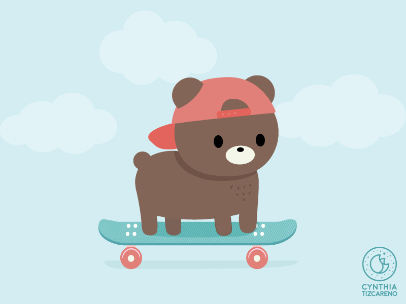 Skater Bear design vector cute animal character art bear illustration skater bear cute