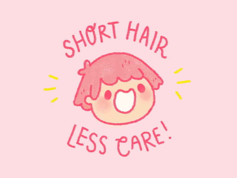 Short Hair, Less Care brush character doodle illustration short hair