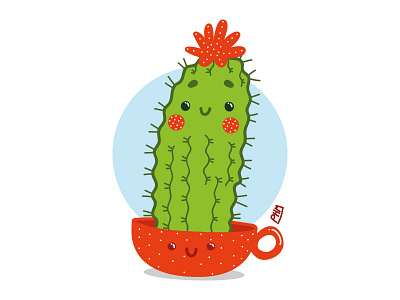 Happy Little Cactus art cactus cartoon cute digital fun illustration vector