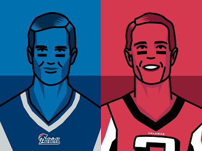 Tom Brady & Matt Ryan charcaters football illustration nfl sports super bowl vector