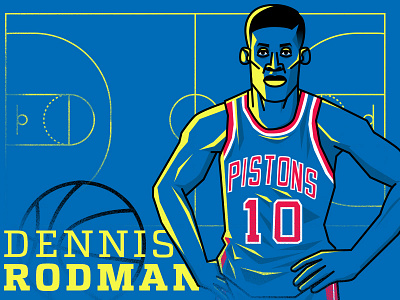 Dennis Rodman basketball character detroit illustration nba pistons sports vector
